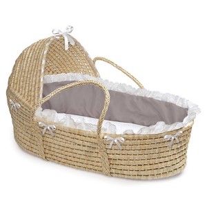 Badger Basket Natural Hooded Moses Basket Bedding - Gray