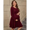 Coolmee Womens Maternity Dress Rib Knit Long Sleeve Pregnancy Midi Dresses Casual Crewneck Pregnant Sweater Dress - 4 of 4