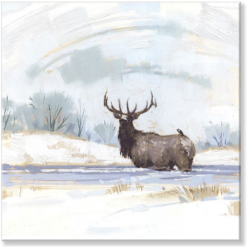 Sullivans Darren Gygi Winter Elk Giclee Wall Art, Gallery Wrapped, Handcrafted in USA, Wall Art, Wall Decor, Home Décor, Handed Painted, 1 of 5