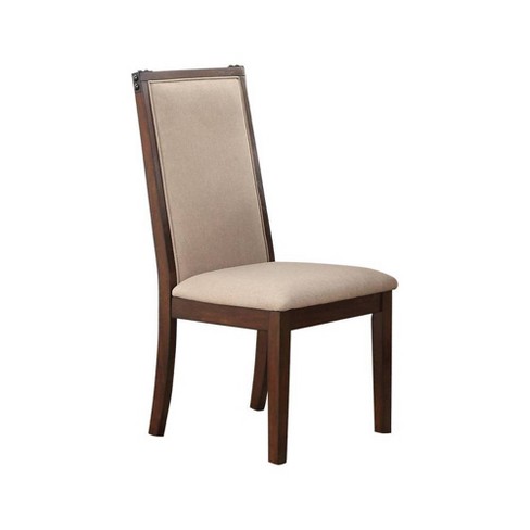 Set Of 2 Comfortable Rubber Wood Dining Chair Beige Brown
