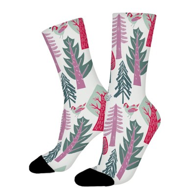 Flat Forest Women Printed Crew Socks Funny Funky Socks Soft Polyester Novelty Gifts for Artists Men