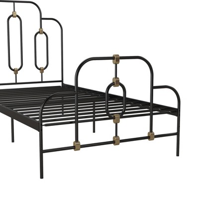 Olivia Twin Black and Gold Metal Bed Frame with Headboard