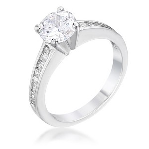 Slickblue 1.75 Ct. Clear Round CZ Engagement Ring for Women, Rhodium Plated, Bridal & Cathedral Style, Sizes 5-10 - 1 of 3