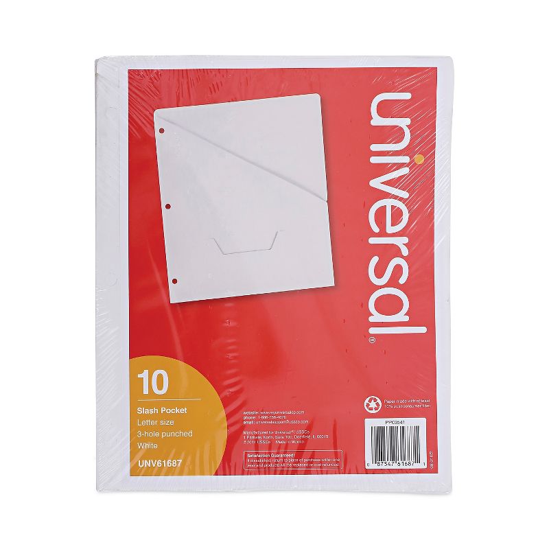 Universal Slash-Cut Pockets for Three-Ring Binders Jacket Letter 11 Pt. White 10/Pack 61687, 2 of 8
