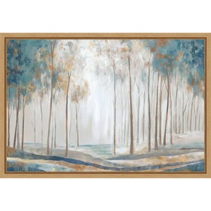 Amanti Art 23"x16" White Rays by Eva Watts: Modern Teal & Gold Landscape Canvas, Polystyrene Frame - 1 of 4