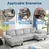 QingMoon 114" U-Shaped Sectional Sofa, Deep Seat Sleeper Couch, 4-Seat Velvet Upholstery Sofa, with Double Chaise for Apartment, Living Room - 3 of 4