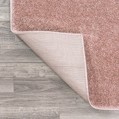 Coastal Pink Oval Low-Pile Easy-Care Synthetic Area Rug, 3' x 5'