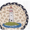 Earth Rugs White Lighthouse Round Coaster – 7"x7" Braided Jute, Coastal Cottage Design, Hand-Stenciled Nautical Accent - 2 of 3