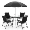 Costway 6 Pieces Patio Dining Set with Umbrella Outdoor Table and Chairs Set for Garden - 4 of 4