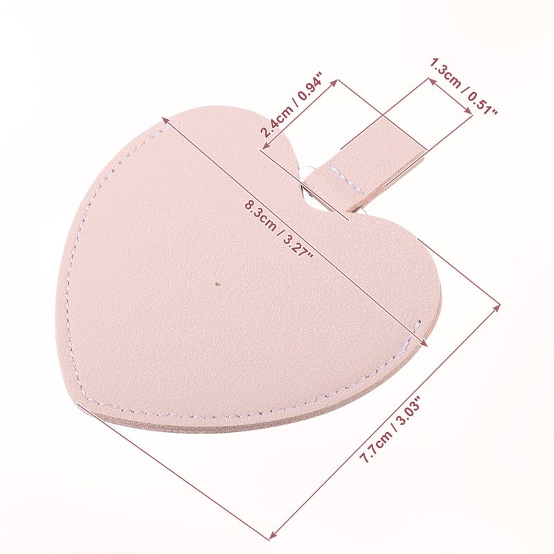 Unique Bargains Stainless Steel Heart Shaped Compact Makeup Mirror and PU Leather Case, 4 of 7