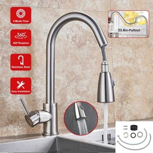 Mojgar Kitchen Faucets Single Handle Kitchen Sink Faucet Brushed Nickel Stainless Steel - 1 of 4