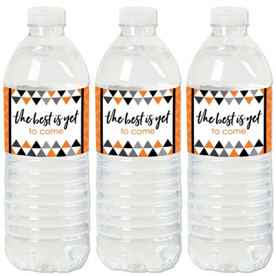 Big Dot of Happiness Orange Graduation Party Water Bottle Sticker Labels - Set of 20