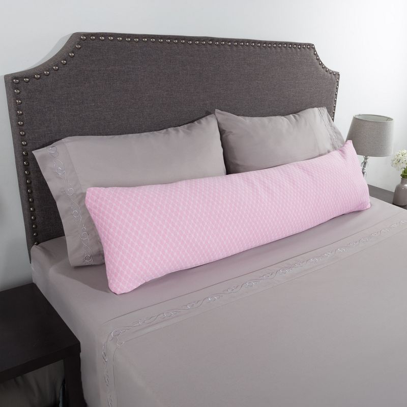Hastings Home Memory Foam Body Pillow With Hypoallergenic Zippered Protector - Pink, 3 of 8