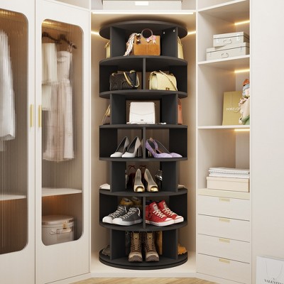 Aheaplus 7-Tier Shoe Rack, 28-32 Pair Rotating Shoe Rack Tower
