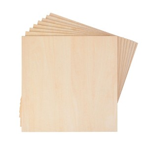 Bright Creations 8 Pack Thin Basswood Sheets, Wood Squares for Crafts 10x10, 3mm Plywood for Laser Cutting, Wood Burning - 1 of 4