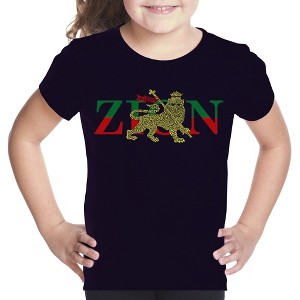 LA Pop Art Girl's Word Art T-shirt - Zion - One Love - 1 of 4