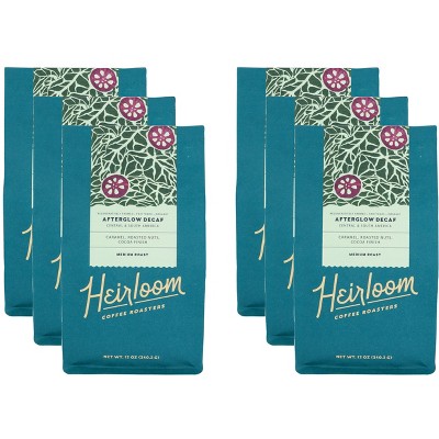 Heirloom Coffee Roasters Decaffeinated Afterglow Blend - Case of 6 - 12 oz