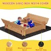 Wood Sandbox with Lid and Cover Bottom Liner, Outdoor Play Area with Foldable Bench Seats for Kids - 3 of 4