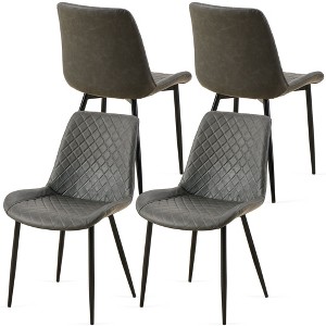 Sapphtopaz Modern Dining Chairs Upholstered Armless Side Chair with Metal Legs and Rhombus Quilting for Dining Room, Living Room - 1 of 4