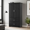 63" Tall Bathroom Storage Cabinet, Cabinet with Two Doors and Drawers, Adjustable Shelf, MDF Board - Leovsnove - 2 of 4