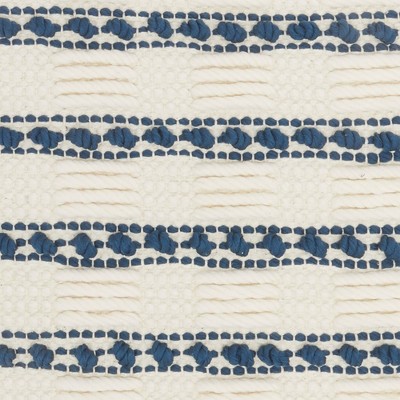 Ivory and Navy Woven Lines and Dots 18" Square Throw Pillow