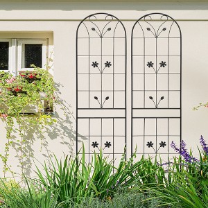 MAYEERTY 4 Pack Metal Garden Trellis 86.7 x 19.7 Inch Rustproof Climbing Plants Support Black Outdoor Flower - 1 of 4
