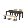4 PCS Extendable Dining Table Set for 4~8, Farmhouse Dining Set with 2 Rattan Dining Chairs & Bench, Champagne/Walnut-ModernLuxe - 3 of 4