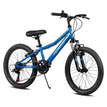 Petimini BP1002YH-5 Cyclone 20 Inch Kids Mountain Bike with Step Over High-TEN Steel Frame and 6 Speed Drivetrain for 5-9 Year Olds, Blue