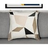 20" Taupe and Ivory Geometric Cotton Blend Throw Pillow With Embroidery - 2 of 4