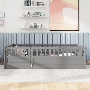 Floor Bed, with Super High Security Barrier, Children's Floor Bed Frame - 1 of 4