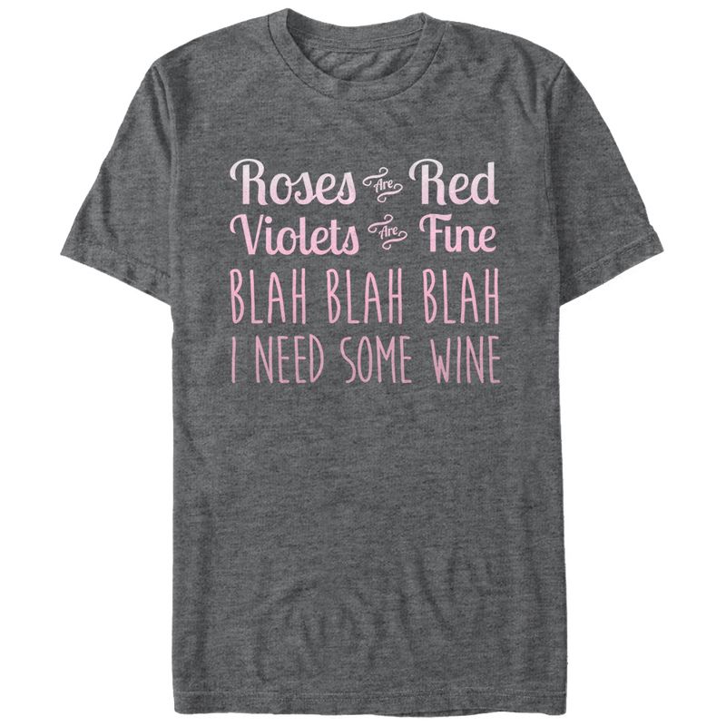 Men's Lost Gods Valentine Roses Are Blah Wine T-Shirt, 1 of 5