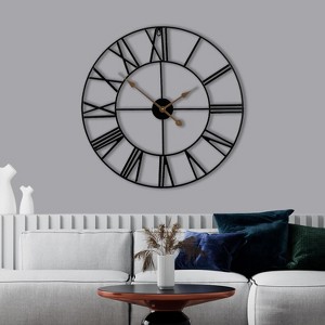 Sorbus Oversized Metal Decorative Analog Round Wall Clock - Beautifully decorate any wall space in the household - 1 of 4