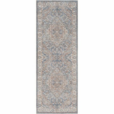 Mark & Day Elsmore 2'7"x7'3" Runner Washable Woven Indoor Area Rugs Dark Blue: Stain-Resistant, Traditional, Polyester