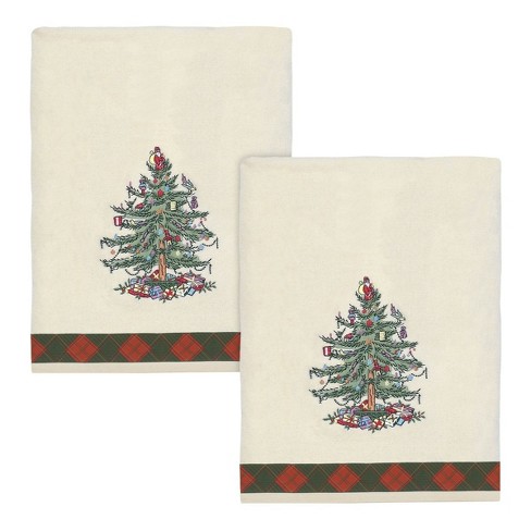 Tree Tartan Traditional Holiday Dish Towels, Set of Two