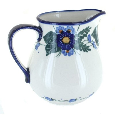 Blue Rose Polish Pottery Forget Me Not Pitcher