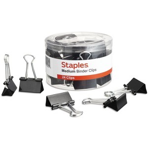 Staples Medium Metal Binder Clips Black 1 1/4" Size with 5/8"Capacity 831602 - 1 of 4