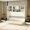 NicBex Twin Size Murphy Bed Wooden Bed Frame Morden Hideaway Wall Bed with 6 Open Shelves for Guest Room, White - 3 of 4