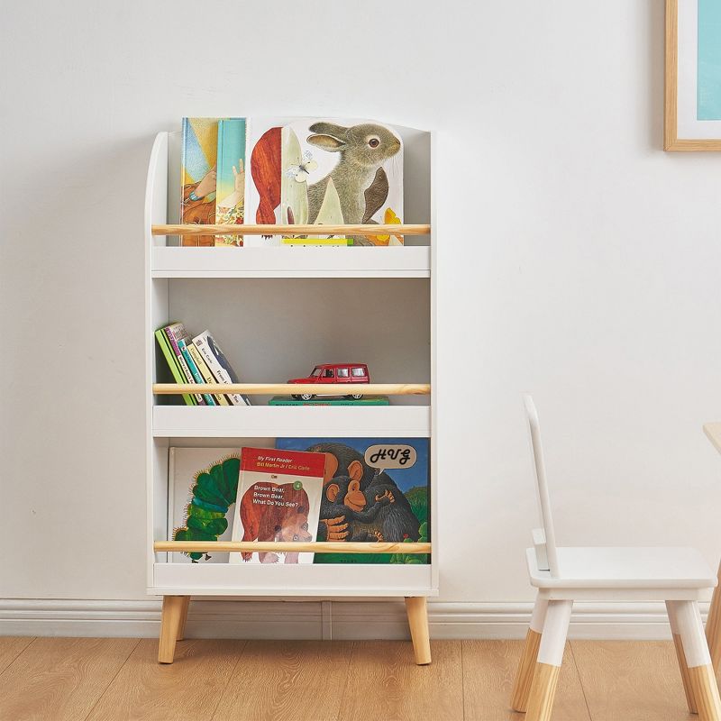 LuxenHome Kids Multi-Functional 3-Shelf Bookcase Toy Storage Bin, White, 1 of 5