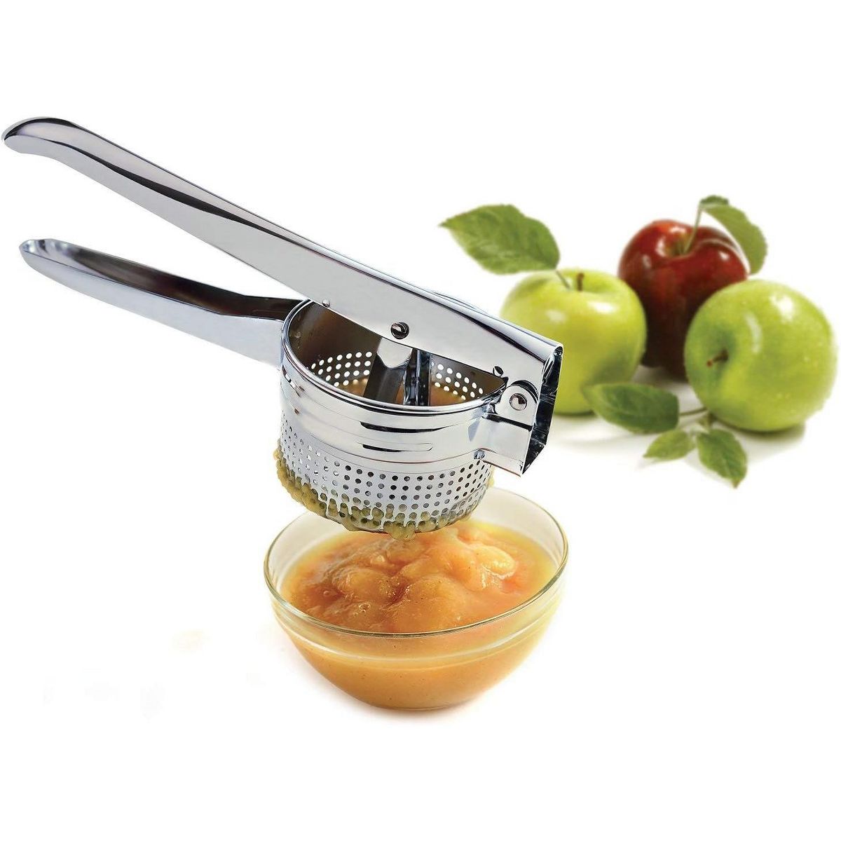Norpro Chrome Finish Potato Ricer - 20oz Capacity- Fits Over Pots and Bowls for No Mess Use - thumbnail 3