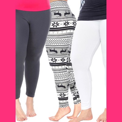 White Mark Women's Pack of 3 Plus Size Leggings 