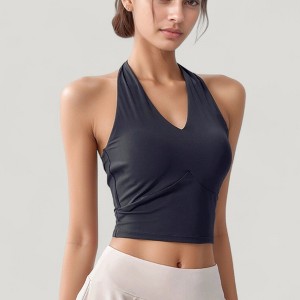 Anna-Kaci Active Women's Halter Neck Fitted Crop Top with Soft Stretch Fabric and Contoured Waist - 1 of 4