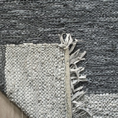 Handmade Light Grey and Dark Grey Cowhide Area Rug