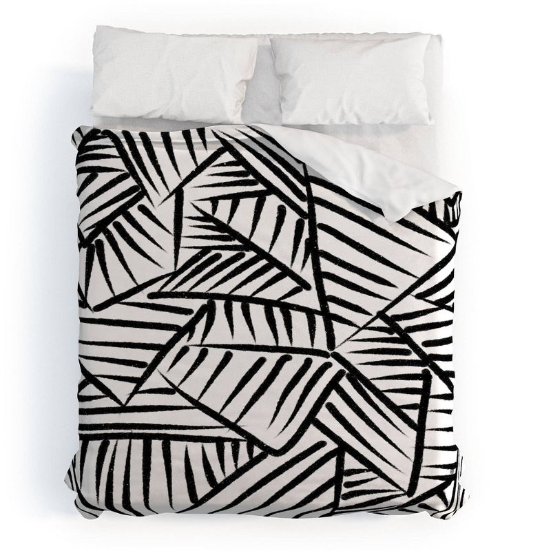 NadiaMLopez Linear Polyester Duvet & Sham Set Black/White - Deny Designs, 1 of 5