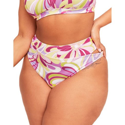 Women's V-front Mid-rise High Leg Cheeky Bikini Bottom - Shade