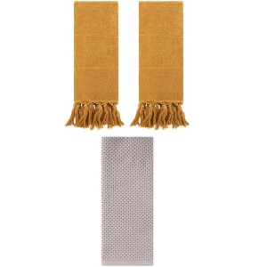 REGALWOVEN 3 Packs Cotton Soft Absorbent Tassels and Waffle Decorative Hand Towel - 1 of 4