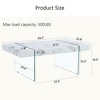 Modern Coffee Table Glasss Cocktail Table Center Table End Table Side Table Accent Table with Marble-Patterned Top, White/Wood/Black-ModernLuxe - 4 of 4