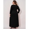 Women Plus Size 3/4 Sleeve V-Neck Ruched Dress - 4 of 4