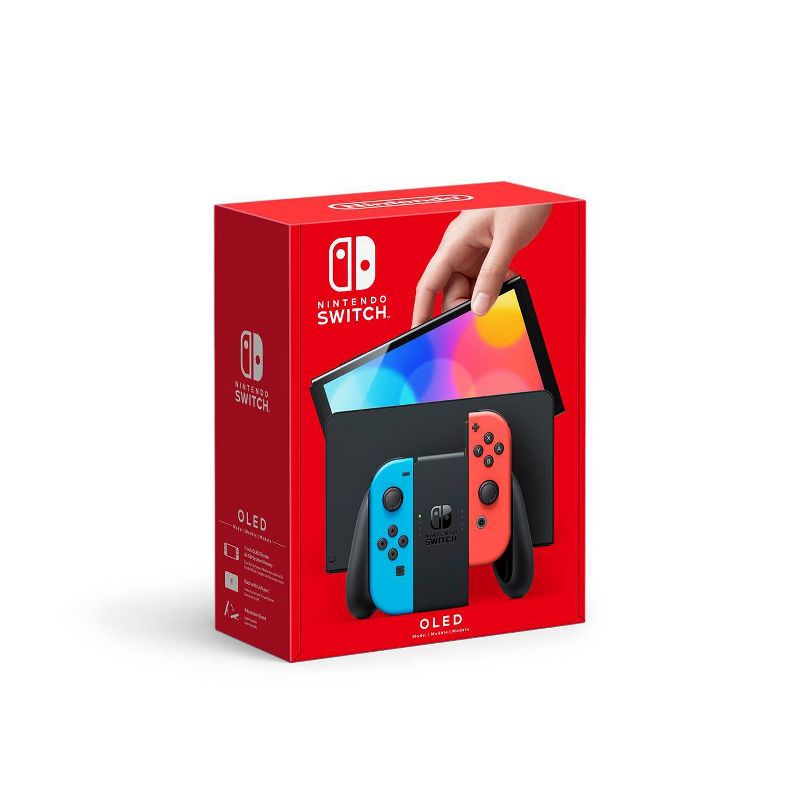 Nintendo Switch - OLED Model with Neon Red &#38; Neon Blue Joy-Con, 1 of 7