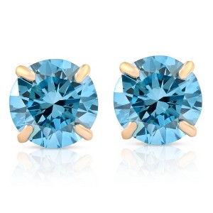 Pompeii3 1/2ct Blue Lab Created Diamond Studs 14K Yellow Gold Earrings - 1 of 3