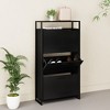 eHemco 3-Door Shoe Cabinet with Shelf, Modern Storage Organizer, Black Metal Frame, 3 Flip Drawers - 2 of 4